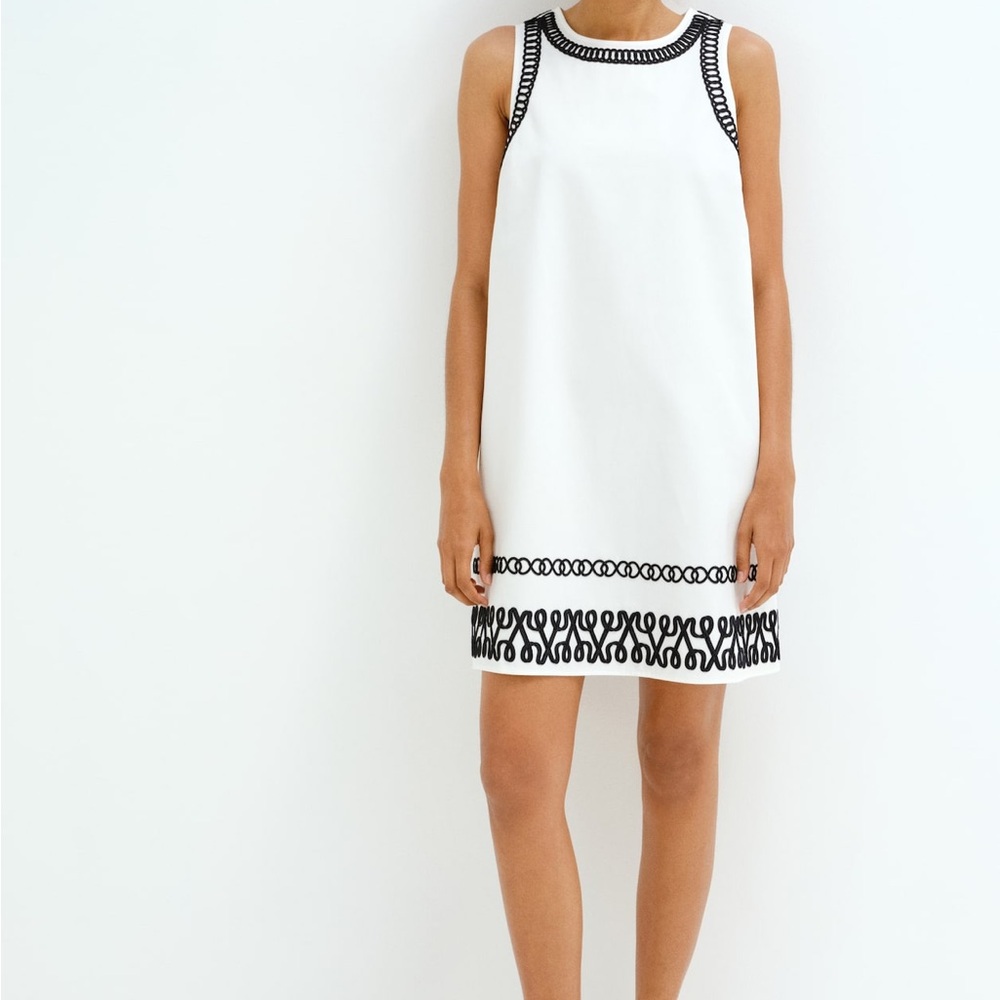 H&M Black and White Patterned Mini Dress